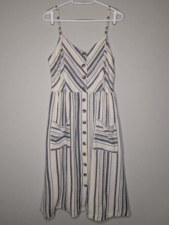 Reitmans Dresses & Skirts - Reitman Linen Blend Striped Button Down Dress Size XL